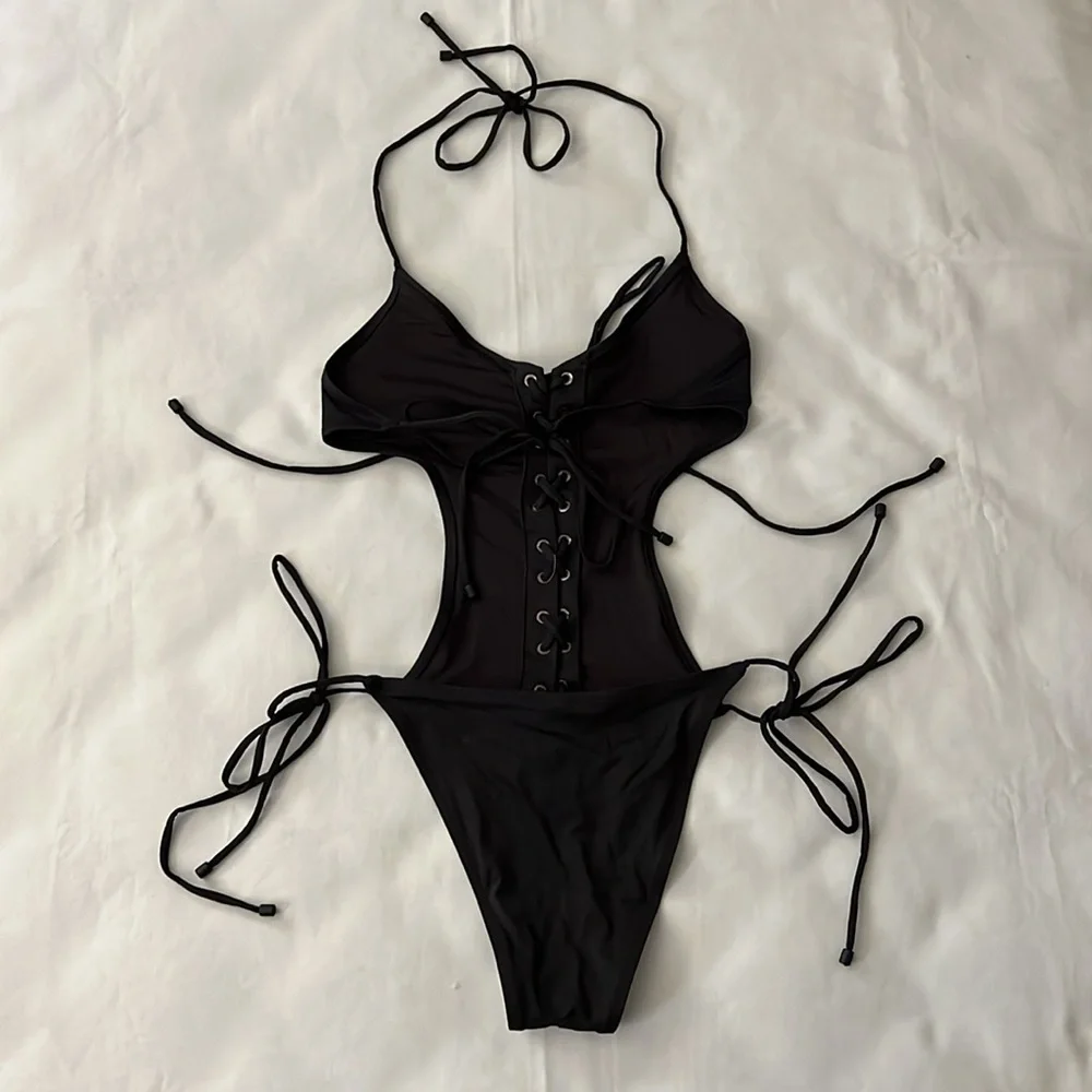 NWT SKIMS Swim Lace Up Monokini